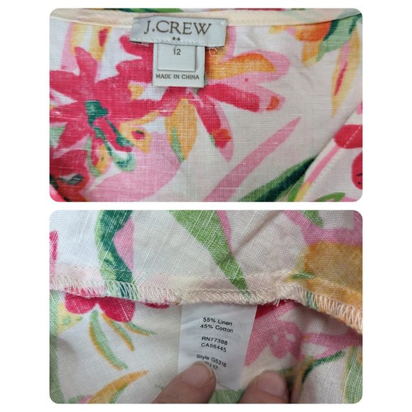 J. Crew Factory Tropical Print Linen Blend Peplum Tank 12 - Picture 7 of 8
